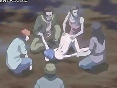 Anime Girl Gets Double Penetrated And Covered In Semen Outside